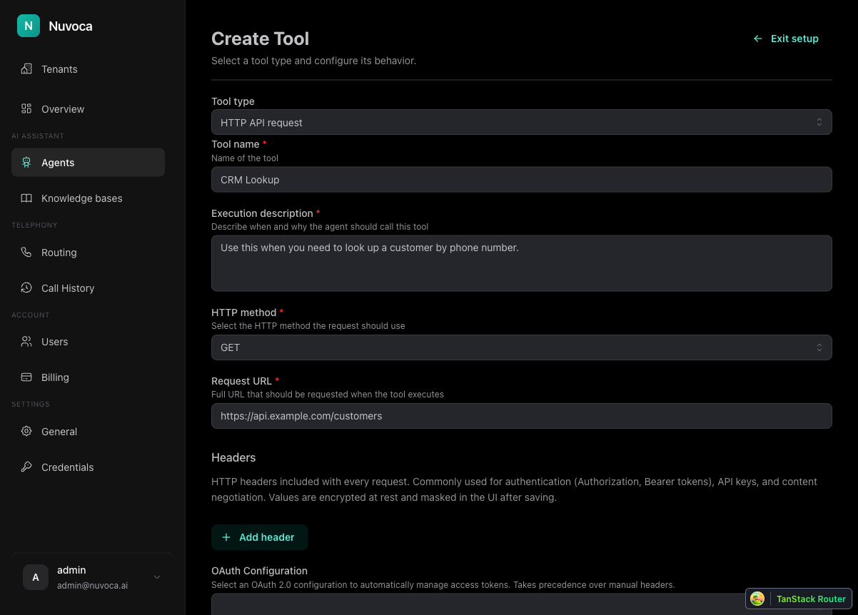 API Tool Configuration