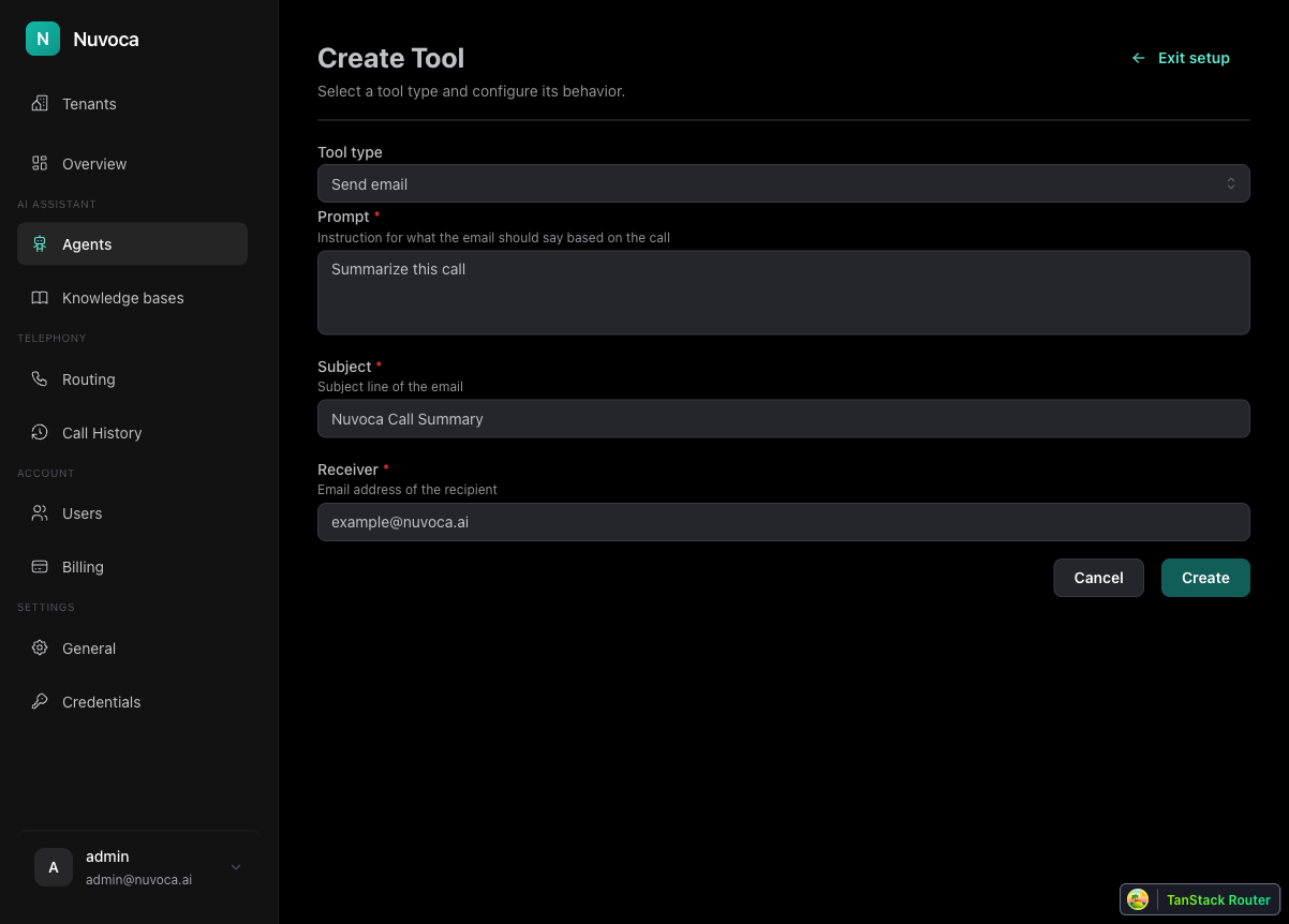 Email Tool Configuration