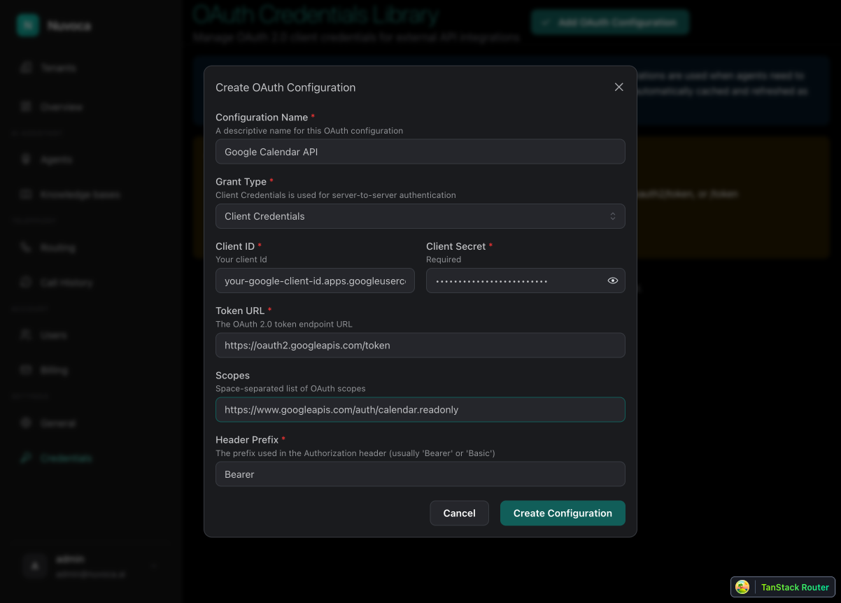 OAuth Calendar Example